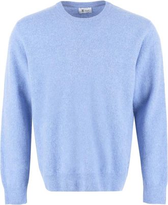 THE (ALPHABET) The (Knit) Wollen Trui van Wol en Kasjmier - Heren - Ronde hals truien - Blauw - M - Wol - Truien & Vesten