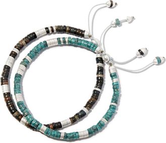 M. Cohen Silver-Tone Tigers Eye Beaded Bracelet Set - Mens - Silver