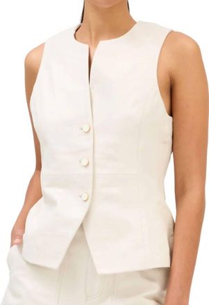 Allison New York Oliver Leather Vest In Ivory