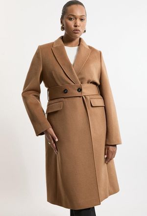Karen Millen Plus Size Tailored Wool Blend Belted Midi Coat