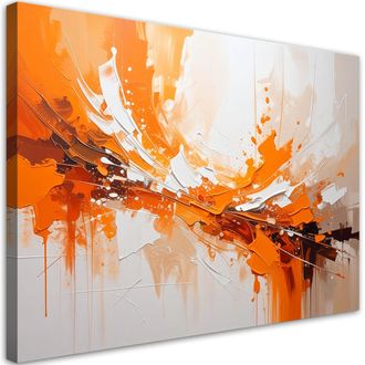 Feeby Cuadro Sobre Lienzo Abstracci&oacute;n Din&aacute;mica En Tonos Anaranjados 100x70
