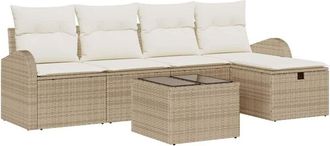 vidaXL Vidaxl - Conjunto De Sof&aacute; De Jard&iacute;n Con Coj&iacute;n 6 Pcs Beige Y Crema