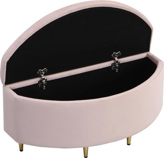 STILVORA Banco Tapizado Con Almacenaje, Asiento De Terciopelo, Patas De Metal, Dise&ntilde;o Europeo, Para Entrada Y Dormitorio, Rosa