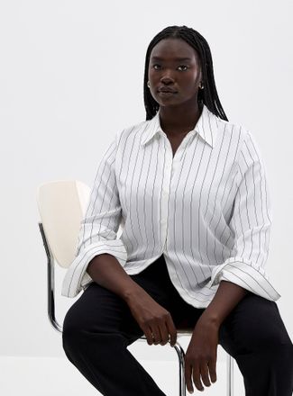 Contemporaine Womens Satiny banker-stripe shirt