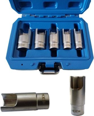 Trade Shop Trade Shop - Kit 5 Chiavi A Bussola Per Collegamenti Elettrici Iniettori Scalanate Hex 12-22