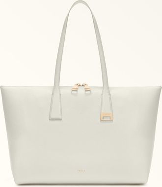 Furla Olivia Tote L Panna White Grained Calf Leather Woman