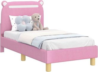 vidaXL Estructura De Cama Para Ni&ntilde;os Peque&ntilde;os Con Cabecera Rosa Tela Vidaxl
