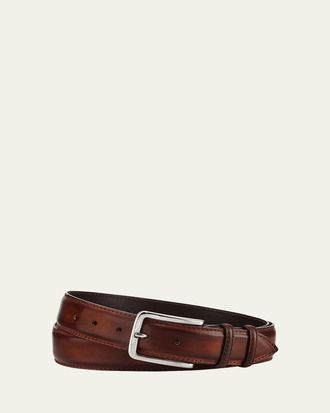 Bontoni Mens 35mm Burnished Leather Belt