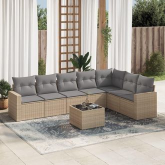 vidaXL Vidaxl - Juego De Sof&aacute;s De Jard&iacute;n Con Cojines Beige 8 Pzas Rat&aacute;n Pe