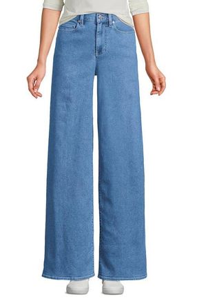 Lands End Recover Denim High Rise Extra Wide Leg Jeans in Hutton Blue Wash at Nordstrom, Size 12Short