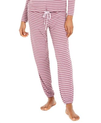 Alfani Womens Okeo Tex Printed Pajama Pants In Light Stripe