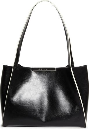 Marni Small East/West Leather Tote in Black at Nordstrom