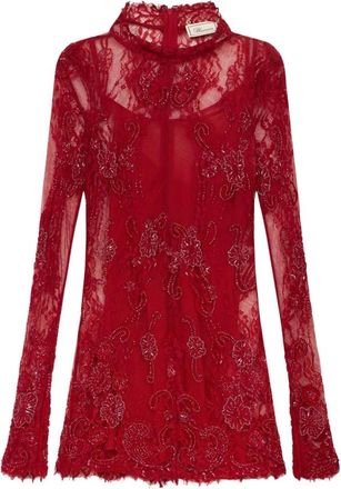 Blumarine Minivestido de encaje bordado - Dresses - Mujer - Rojo - S
