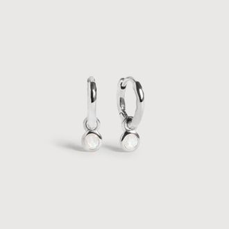Monica Vinader Sterling Silver June Birthstone Huggie Earrings Moonstone
