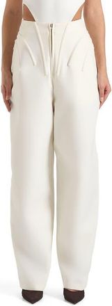 Mani&egrave;re De Voir Rena High Waisted Corset Sculptural Trousers in Off White at Nordstrom, Size 10