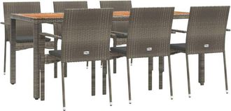 vidaXL Set Comedor Jard&iacute;n 7 Pzas Y Cojines Rat&aacute;n Sint&eacute;tico Gris Vidaxl