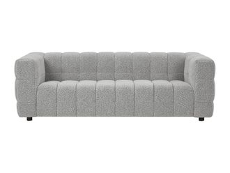 VENTE-UNIQUE.COM Sof&aacute; fijo poli&eacute;ster 3 plazas gris claro 213x89cm
