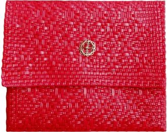 Lola's Bag Womens Woven Long Metal Strap Crossbody Bag In Red