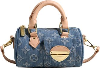 Generic Handbags for Womens Fashion Trends Denim Boston Crossbody Bags(light blue,A)