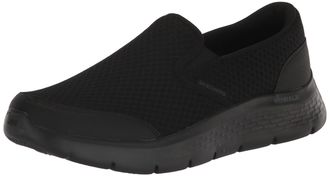 Skechers Mens Go Walk Flex Request Slip-On Sneakers, Black Textile/Black Leather, 11.5 UK