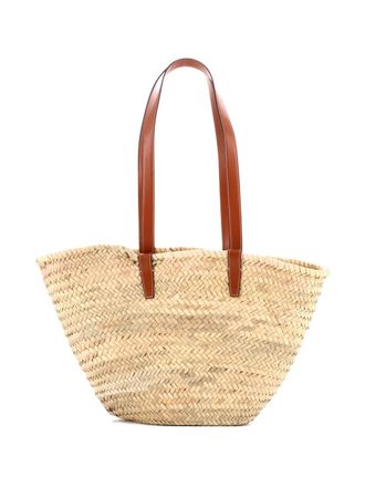 Celine Triomphe Basket Shoulder Bag Raffia with Leather Medium tote bag - Bruin