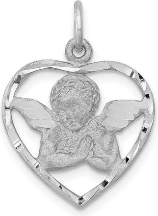 Diamond2Deal 14k White Gold Cut-out Angel in Heart Charm Pendant
