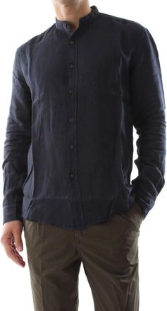 40weft Camicia - Heren - Casual Overhemden - Blauw - XL - Linnen - Overhemden