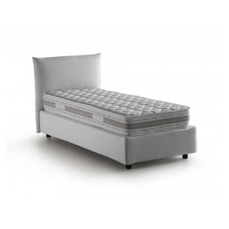 Talamo Italia Dmora - Cama Individual Dborbe, Cama Contenedor Con Revestimiento De Tela, 100% Made In Italy, Apertura Lateral, Con Colch&oacute;n 80x190 Cm Incluido, Blanc
