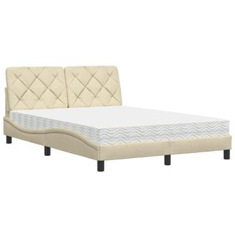 vidaXL Cama Con Colch&oacute;n Tela Color Crema 120x200 Cm Vidaxl