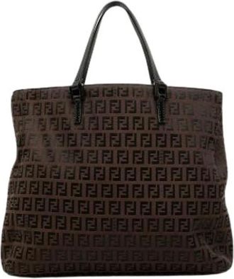 Fendi Pre-owned Vintage Canvas Tote Bag - Dames - Vintage Shopper - Bruin - ONE Size - Leer - Vintage