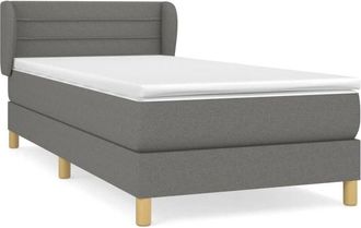 vidaXL Cama Box Spring Con Colch&oacute;n Tela Gris Oscuro 90x200 Cm Vidaxl