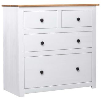Berkfield Home Sideboard White 80x40x83 cm Pinewood Panama Range | Size: 80 x 40 x 83 cm