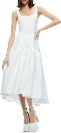 Alice & Olivia Diana High-Low Midi Dress in Off White at Nordstrom, Size 10
