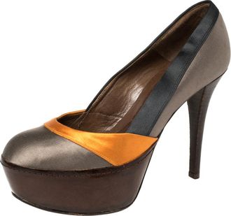 Marni Tri Color Satin Platform Pumps