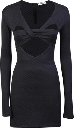 AMBUSH Short Dresses, female, Black, XS, Black Dress with V-Neck and Cut-Out Detailing