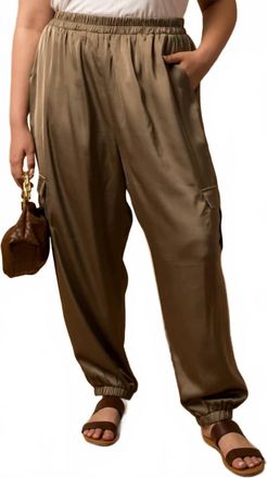 Gilli Womens Satin Cargo Joggers - Plus In Olive