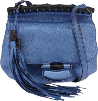 Gucci Pre-owned Cross Body Bags, female, Blue, Size: ONE SIZE Pre-owned Leather Cross Body Bag