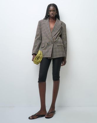 Asos blazer sartoriale doppiopetto con spalle strutturate beige-Neutro