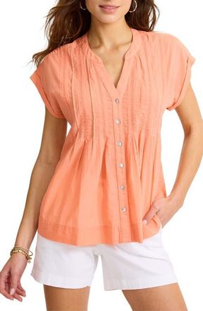 Tommy Bahama Voile Voyage Button-Up Top in Peach Gelato at Nordstrom, Size X-Small