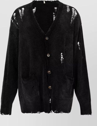 R13 relaxed cotton cardigan front pockets ribbed trims