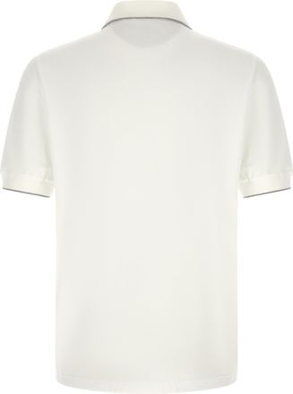 Brunello Cucinelli Honeycomb Texture Techno Piquet Polo - White