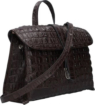 Shabbies Amsterdam Pleun Crossbody Printed Leather - Dames - Schoudertassen - Bruin - ONE Size - Leer - Tassen