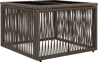 vidaXL Mesa De Jard&iacute;n Gris Y Negro 55 X 55 X 37 Cm Rattan Pe Y Cristal Vidaxl