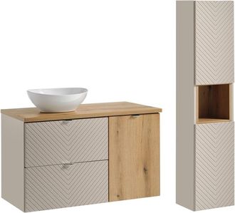 Petits Meubles Set de muebles con lavabo cesto ropa y columna estratificado 100.4cm