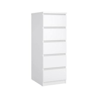 Dmora Dmora Commode &Agrave; Cinq Tiroirs, Coloris Blanc Brillant, 40 X 111 X 50 Cm