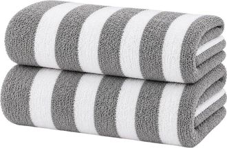 Luxury Home 2-Pack Cabana Striped Terry Cloth Beach Towels