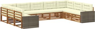 vidaXL Conjunto De Sof&aacute;s De Exterior 9 Uds. Natural Y Crema Vidaxl