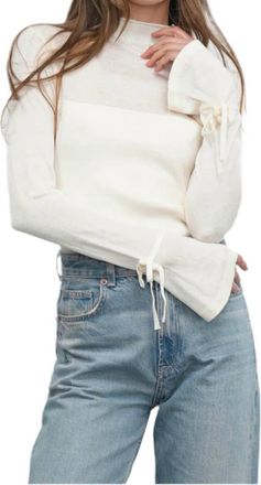 Greylin Valerie Sheer Yolk Knit Top In Ivory