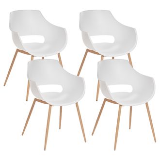 Beliani Beliani - Conjunto De 4 Sillas De Comedor Modernas Minimalistas Asiento De Pl&aacute;stico Blanco Millers