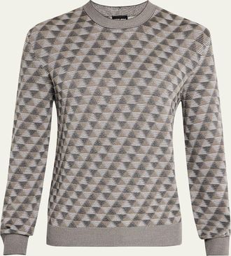 Giorgio Armani Mens Tricolor Triangle Wool Sweater